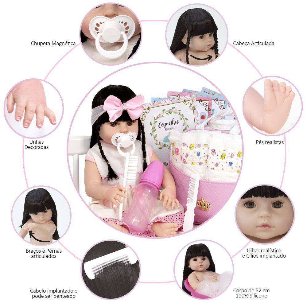 BEBÊ REBORN MENINA GABRIELLE MEGA REALISTA EXCLUSIVA TODA EM SILICONE -  Maternidade Mundo Baby Reborn