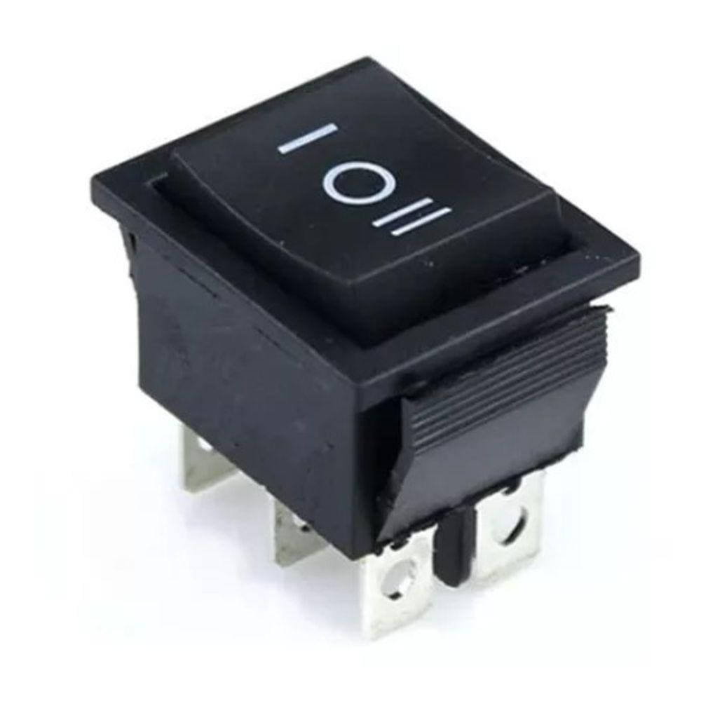 Chave Gangorra On/Off/On 6 Polos Preta 15A-250V