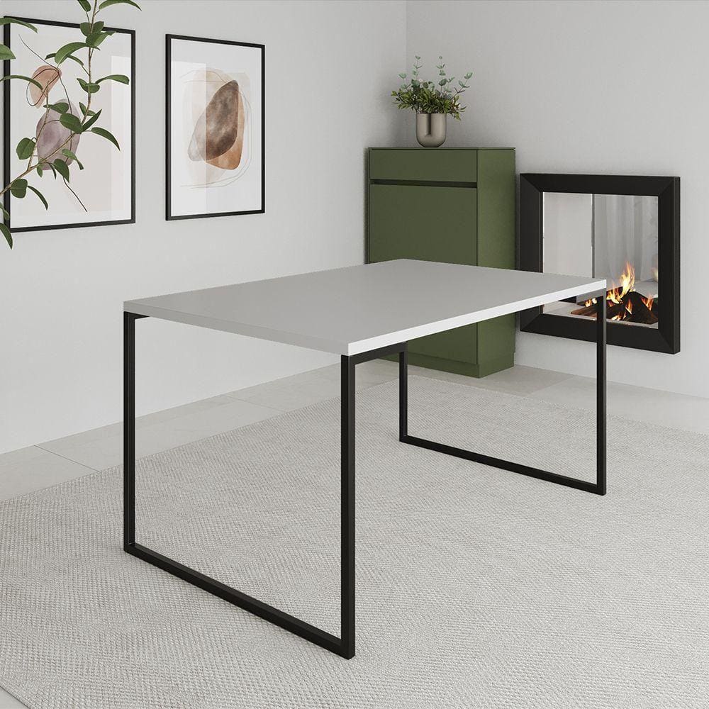 Mesa Industrial Jantar 137X90Cm Branca Manchester - Preto