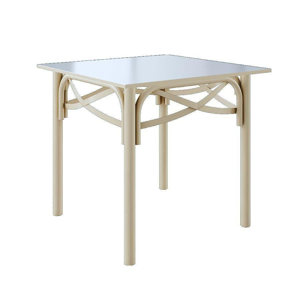 Mesa De Jantar Katrina Off White Quadrada Tampo De Madeira 90 Cm New Green - Branco