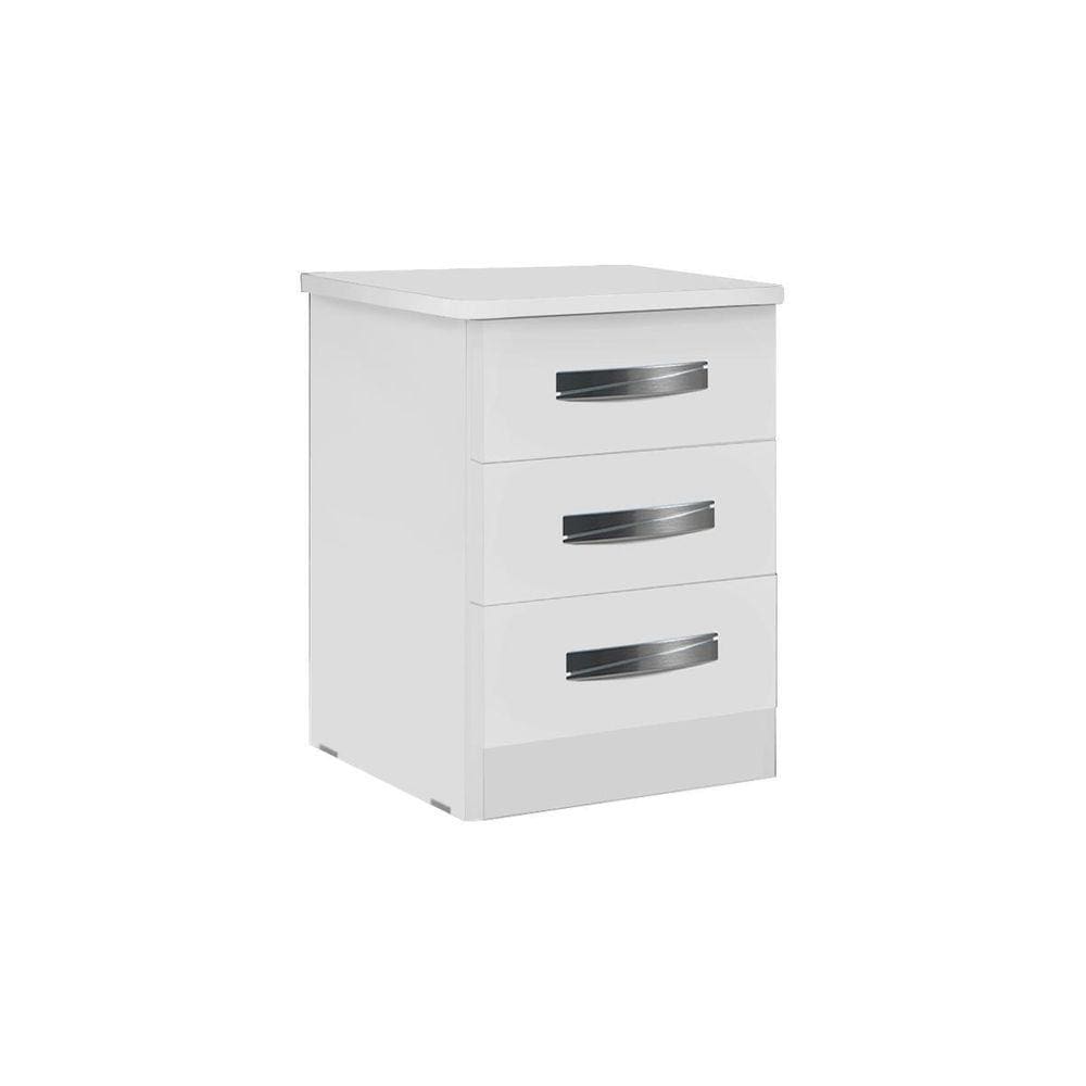 Mesa De Cabeceira - 3 Gavetas - Bella Vercelli  Alto Brilho