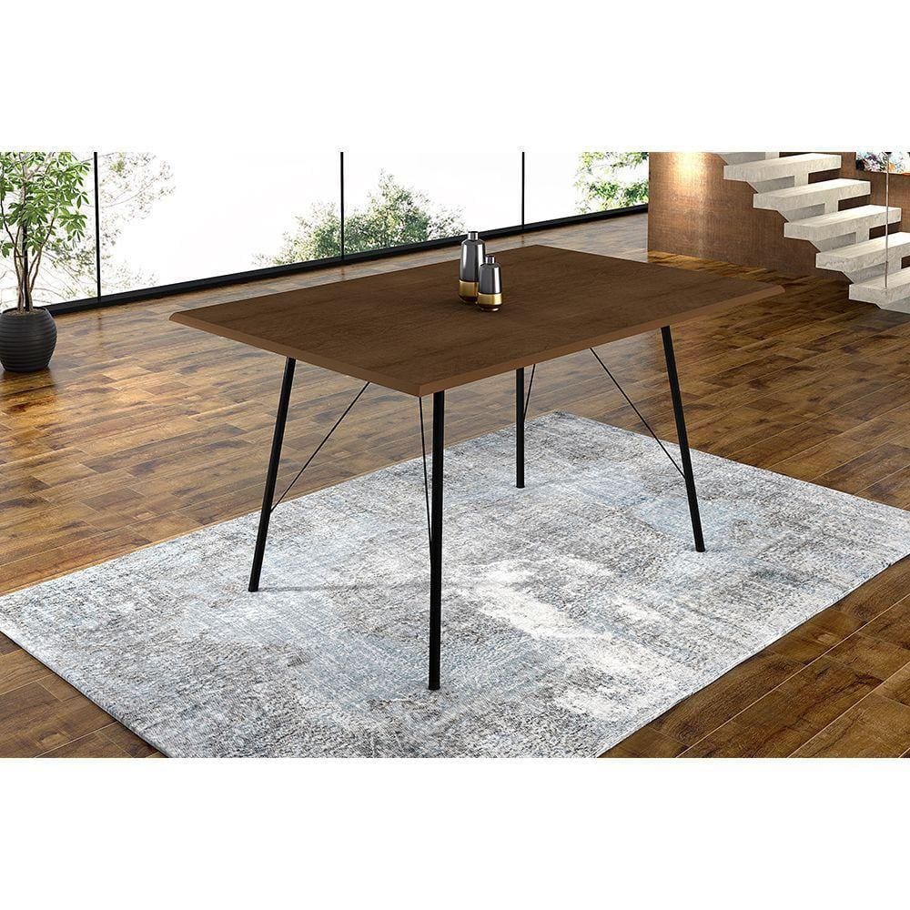 Mesa Sala De Jantar Paraty Preto 120X75Cm Tampo Amêndoa - Preto