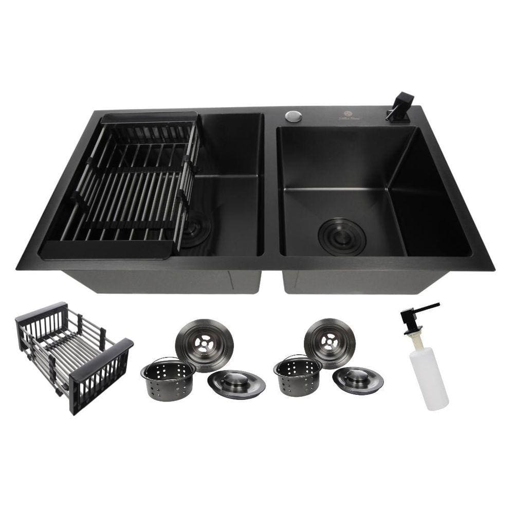 Cuba Gourmet Dupla Quadrada Aço Inox 304 Preta 78X43Cm