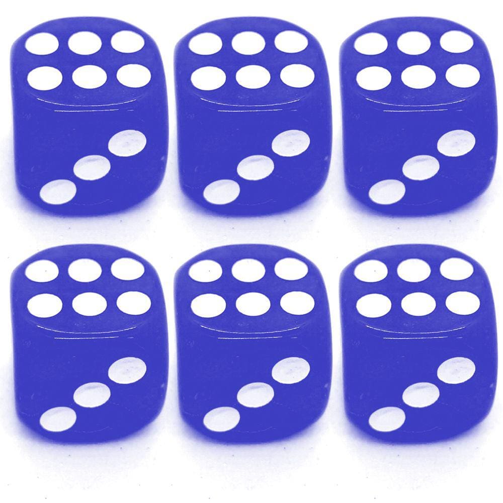 Kit 6 Dados Azul 6 Lados 14mm Orixás Umbanda Erê Zé Pilintra