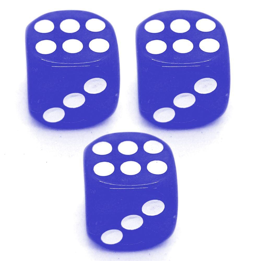 Kit 3 Dados Azul 6 Lados 14mm Orixás Umbanda Erê Zé Pilintra