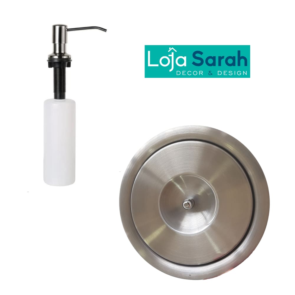Kit Lixeira Embutir 5L Escovada E Porta Sabonete Liquido Dosador