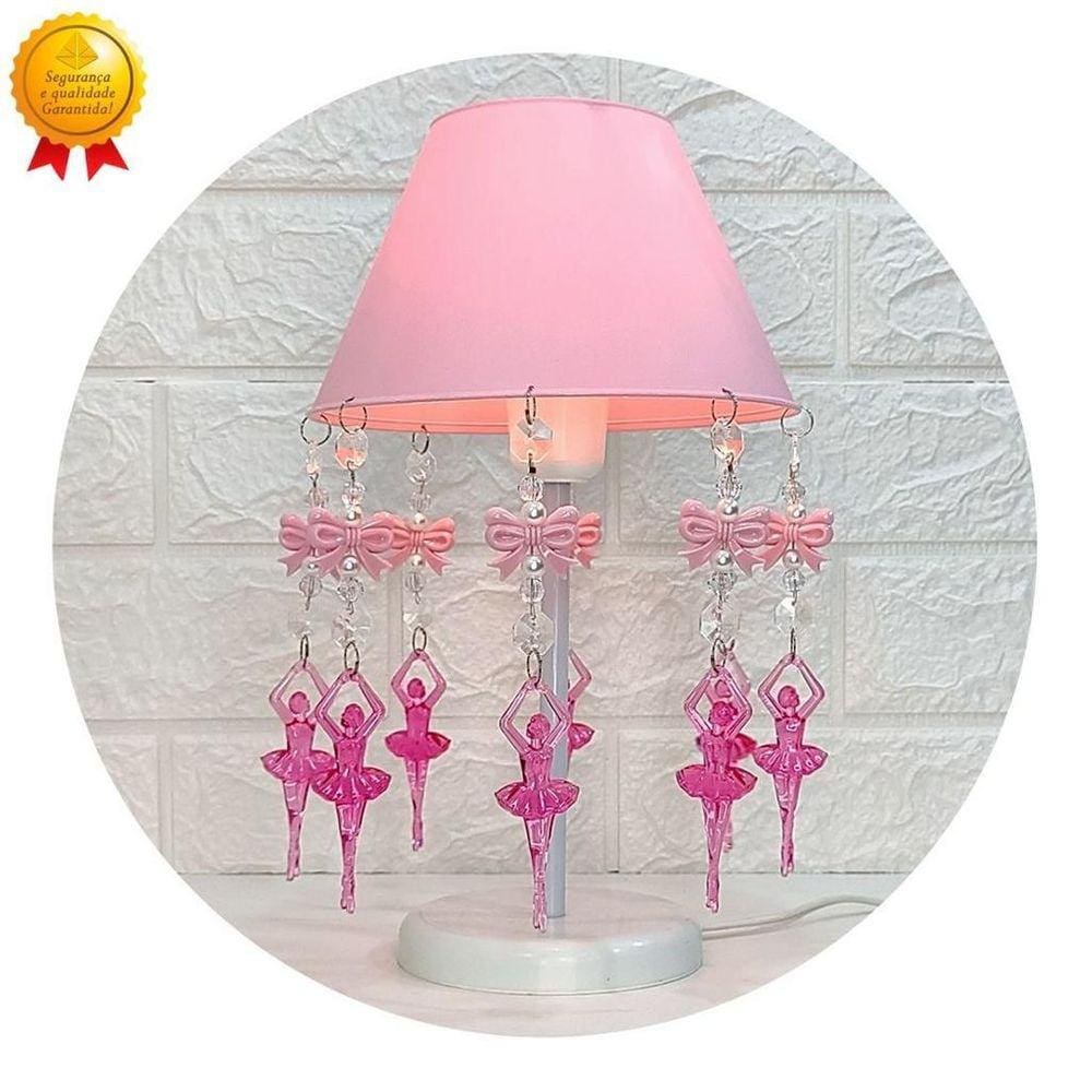 Abajur Para Quarto Recém Nascido Decoração Bebê Laços Rosa