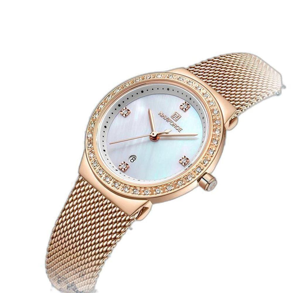 Relógio Naviforce Feminino Luxo Fashion Analógico Com Data