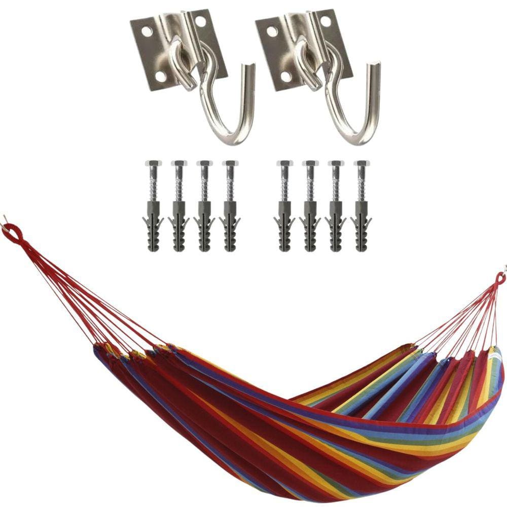 Kit Rede Descanso Dormir 3M +Gancho Armador Aço Completo Par