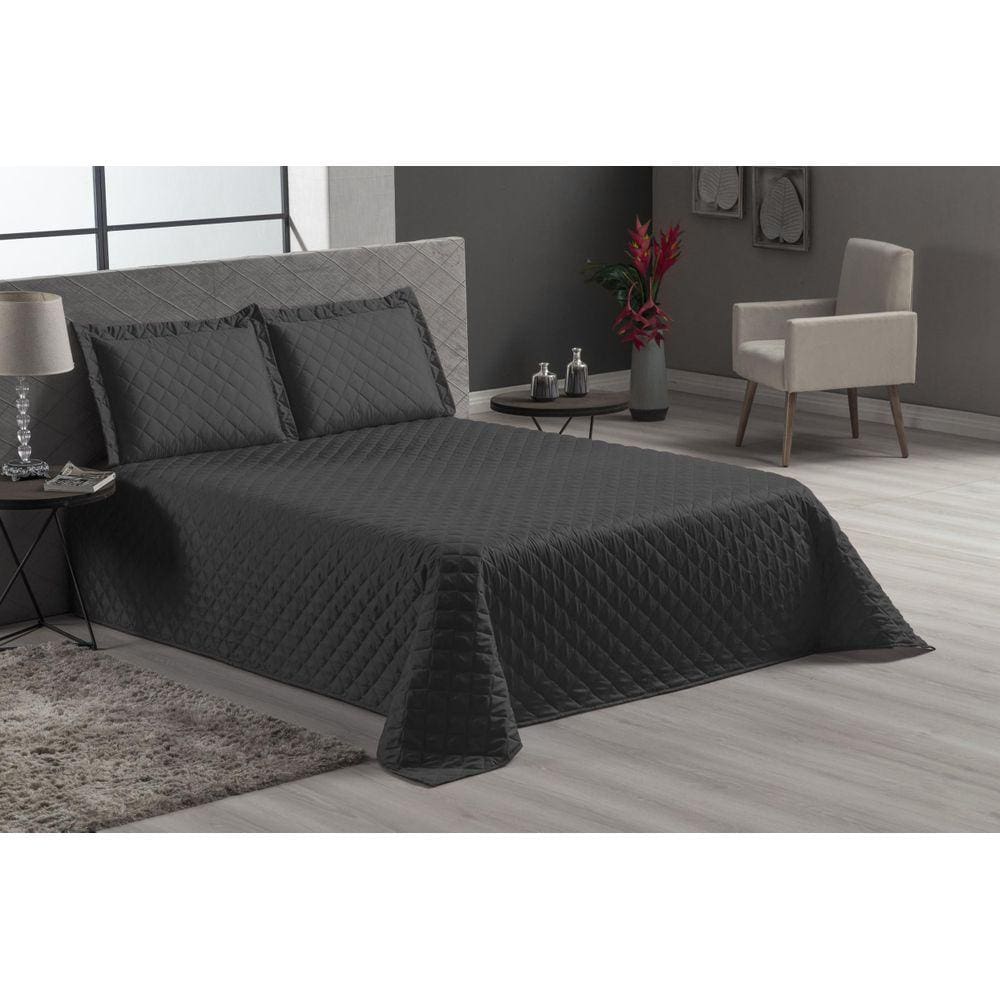 Kit Jogo De Cama Preto Casal Padrão 4 Peças Veneza Lençol