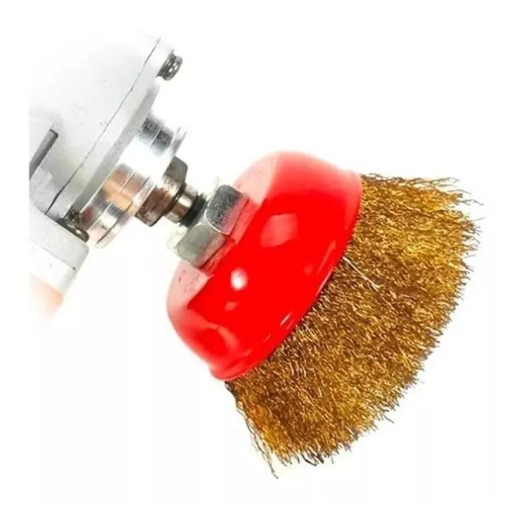 Escova De Aço Tipo Copo Com Rosca Latonada 150 mm M14