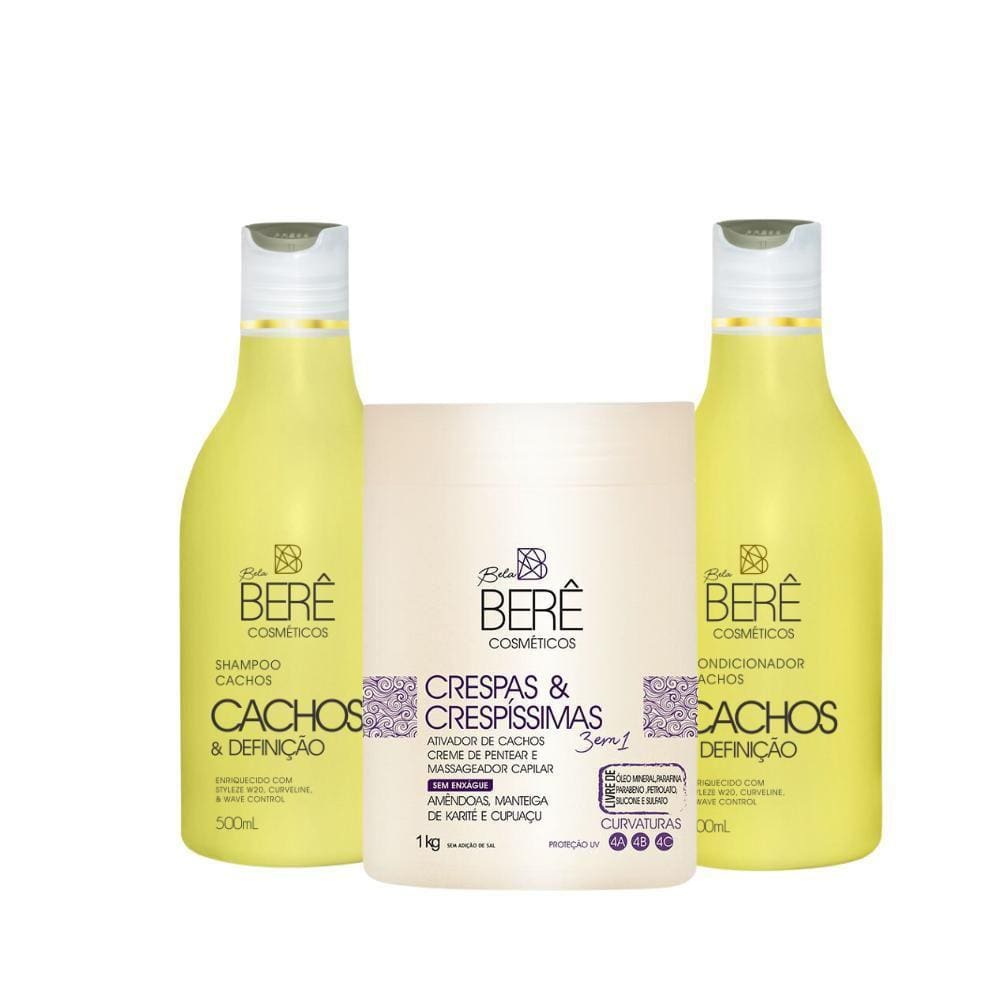 Kit Bela Berê Cachos Shampoo Condicion E Ativador - 4Abc 1Kg