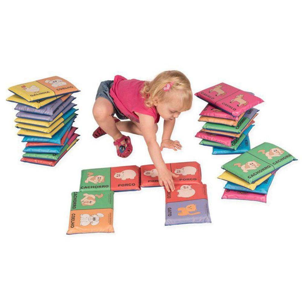 Brinquedo Dominó Gigante Espuma 28 Peças Animais Domésticos