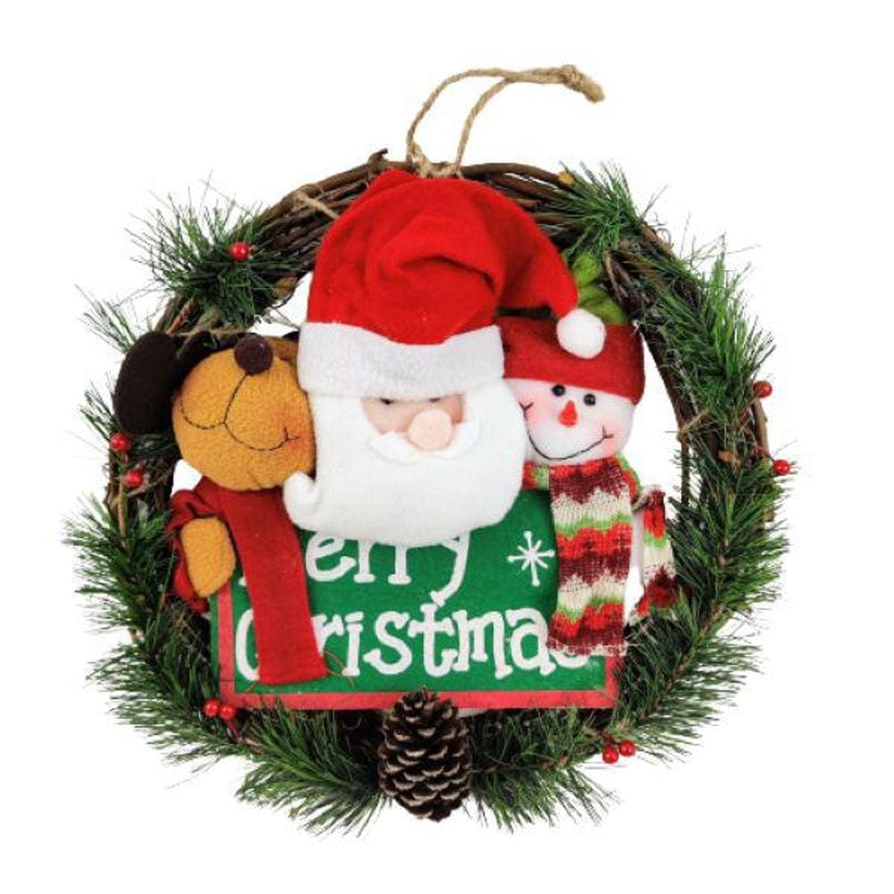 Guirlanda De Natal Família Noel Merry Christmas 35X35X6cm