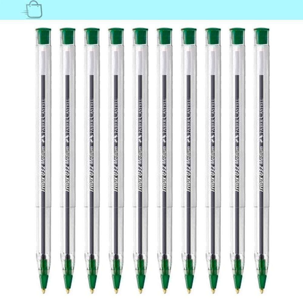 Caneta Verde Trilux 032 Medium Faber Castel 10 Unidades