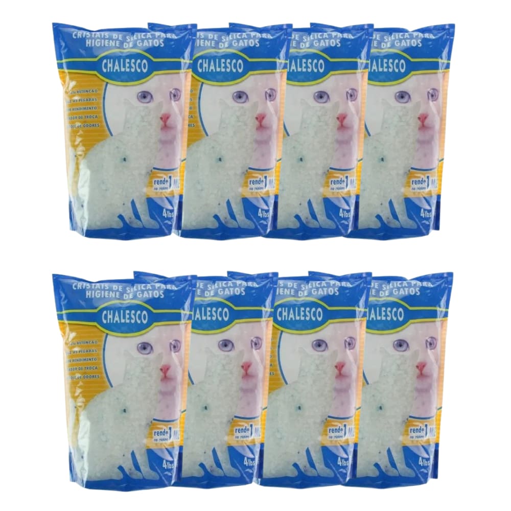 Areia Gato Sílica Higiênica Cristais Em Gel Chalesco 1,8Kg - Combo 8 Unidades