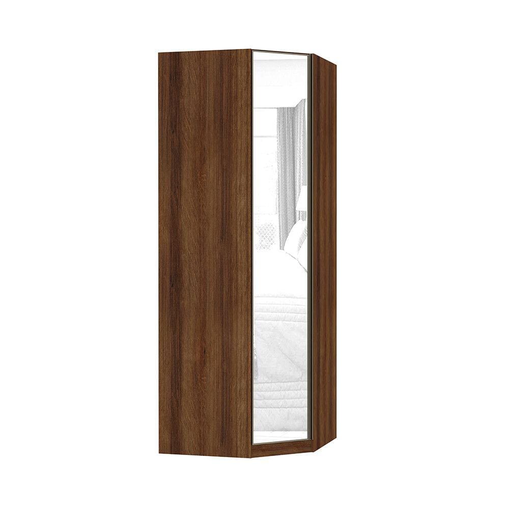 Guarda Roupa Canto Diagonal 1 Porta Alumínio Inox com Espelho 83cm Prime Luciane Móveis