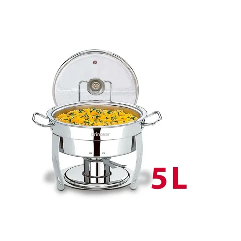 Rechaud Redondo Banho Maria Aço Inox Brinovar 5 Litros