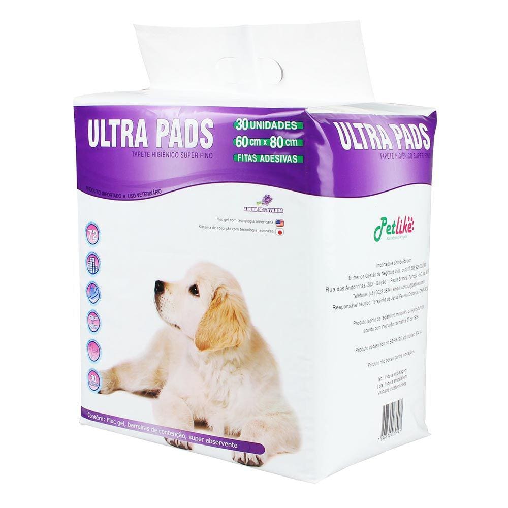 Tapete Higienico Petlike Ultra Pads Lavanda 80X60Cm C/30 Unidades