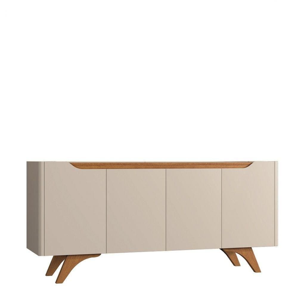 Buffet Grécia 4 Portas Com Pés Em Madeira Maciça Mavaular Off White/Naturale