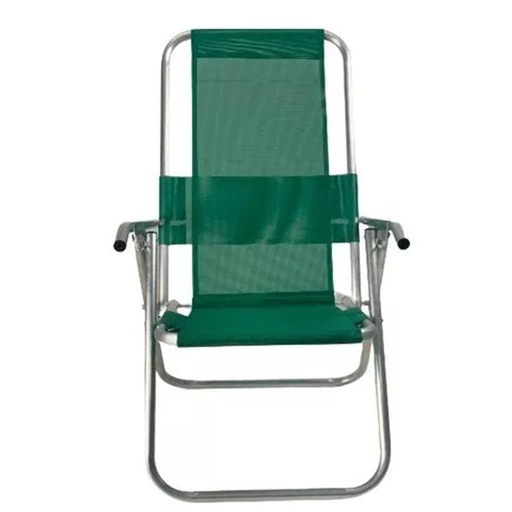 Cadeira De Praia Alumínio Reclinável Reforçada 150kg- verde bandeira