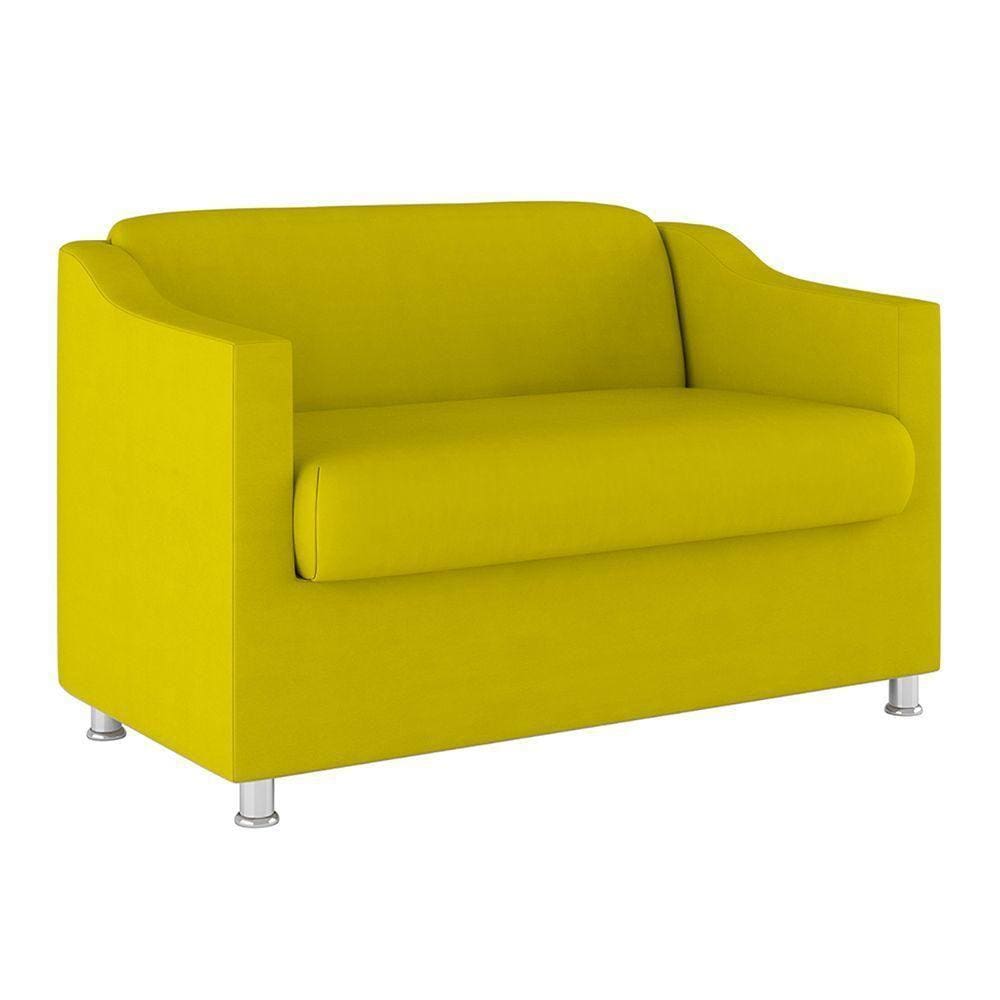 Sofá Namoradeira Sala De Espera Suede – Balaqui Decor Cor:amarelo