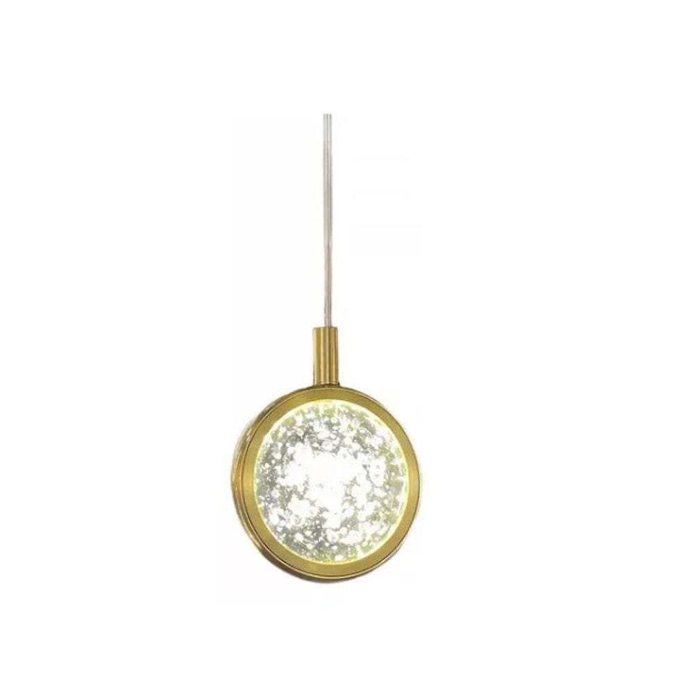 Pendente Moderno Urano Dourado Cristal Cabeceira Sala Quarto Luminária