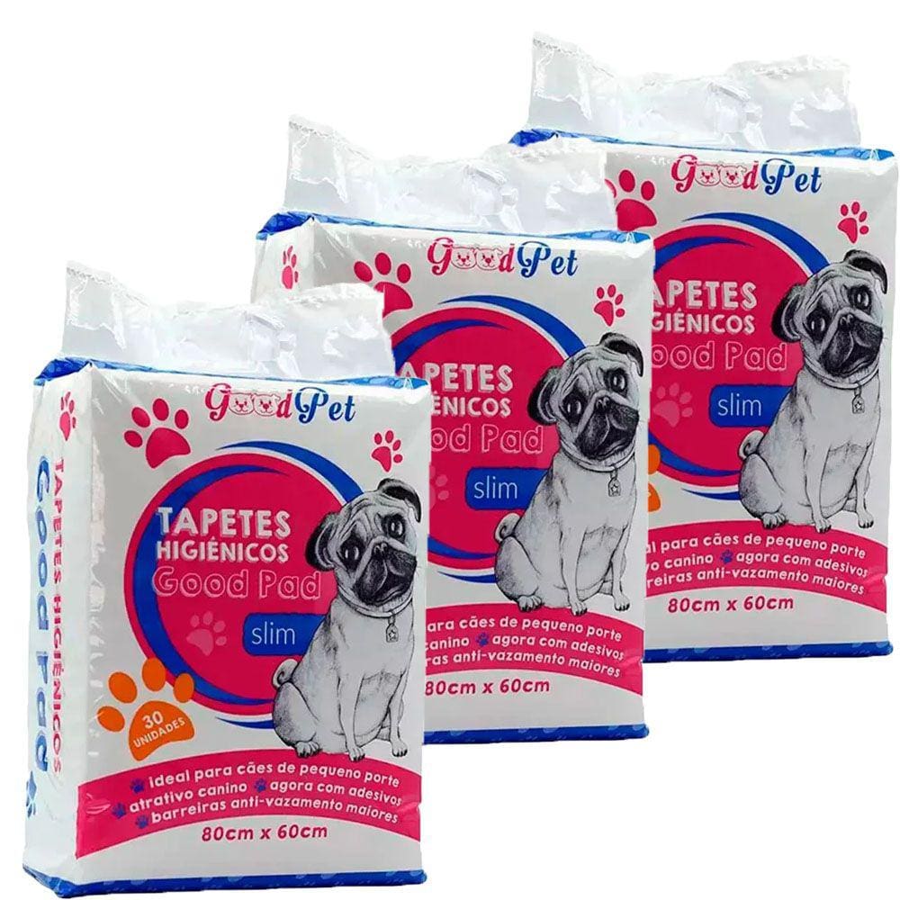 Kit 3Un Tapete Higiênico Good Pad 80X60Cm C/30 Unidades