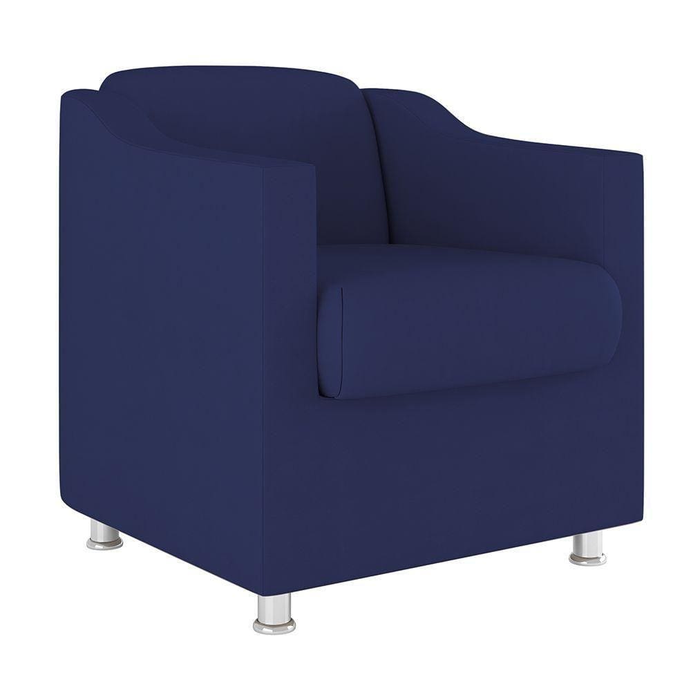 Poltrona Decorativa Tilla Reforçada Sala – Balaqui Decor Cor:azul Marinho