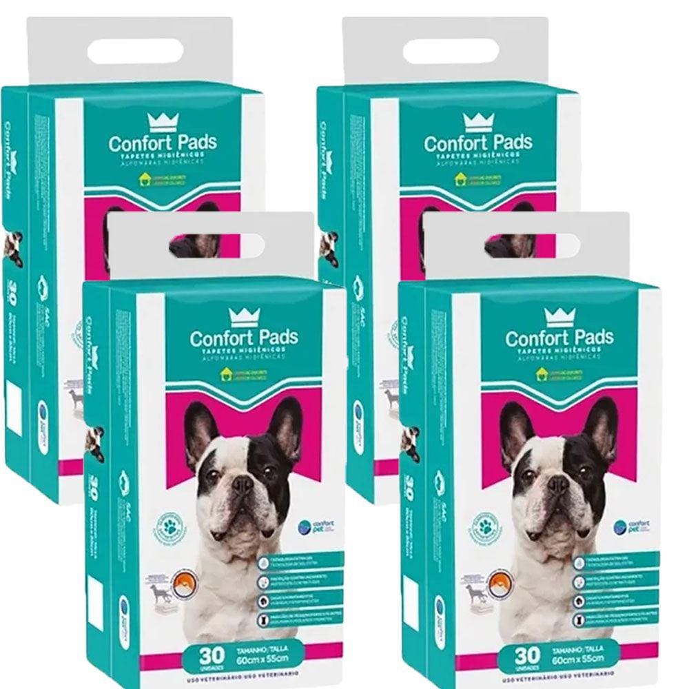Tapete Higiênico 60X55Cm Confort Pads C/30  Kit 4 Unidades