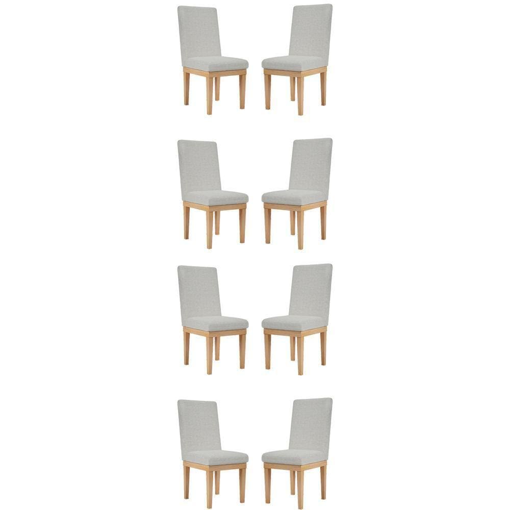 Kit 8 Cadeiras Estofadas Reforçada Para Sala De Jantar Linho