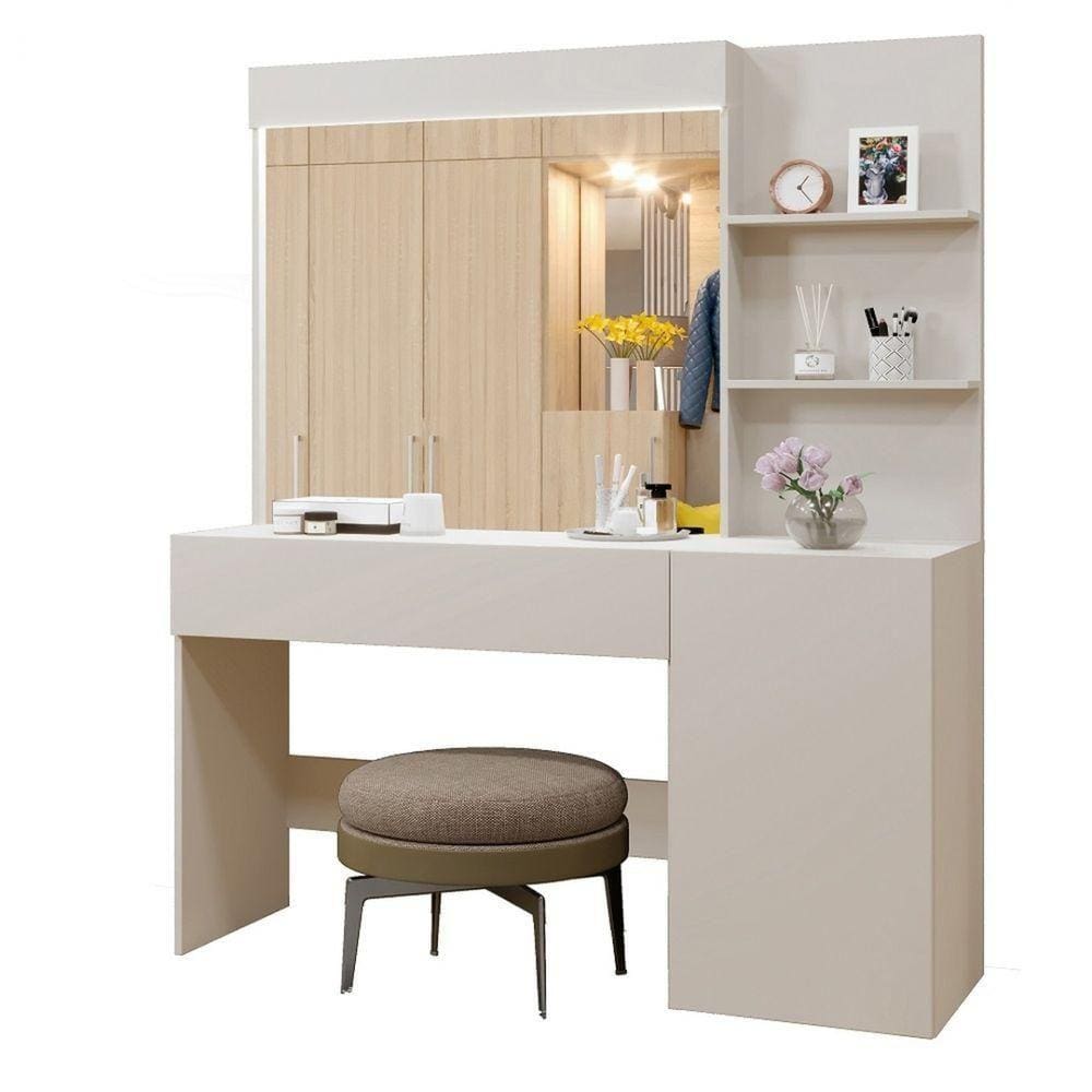 Penteadeira Camarim Londres Com Fita De Led Mavaular Off White