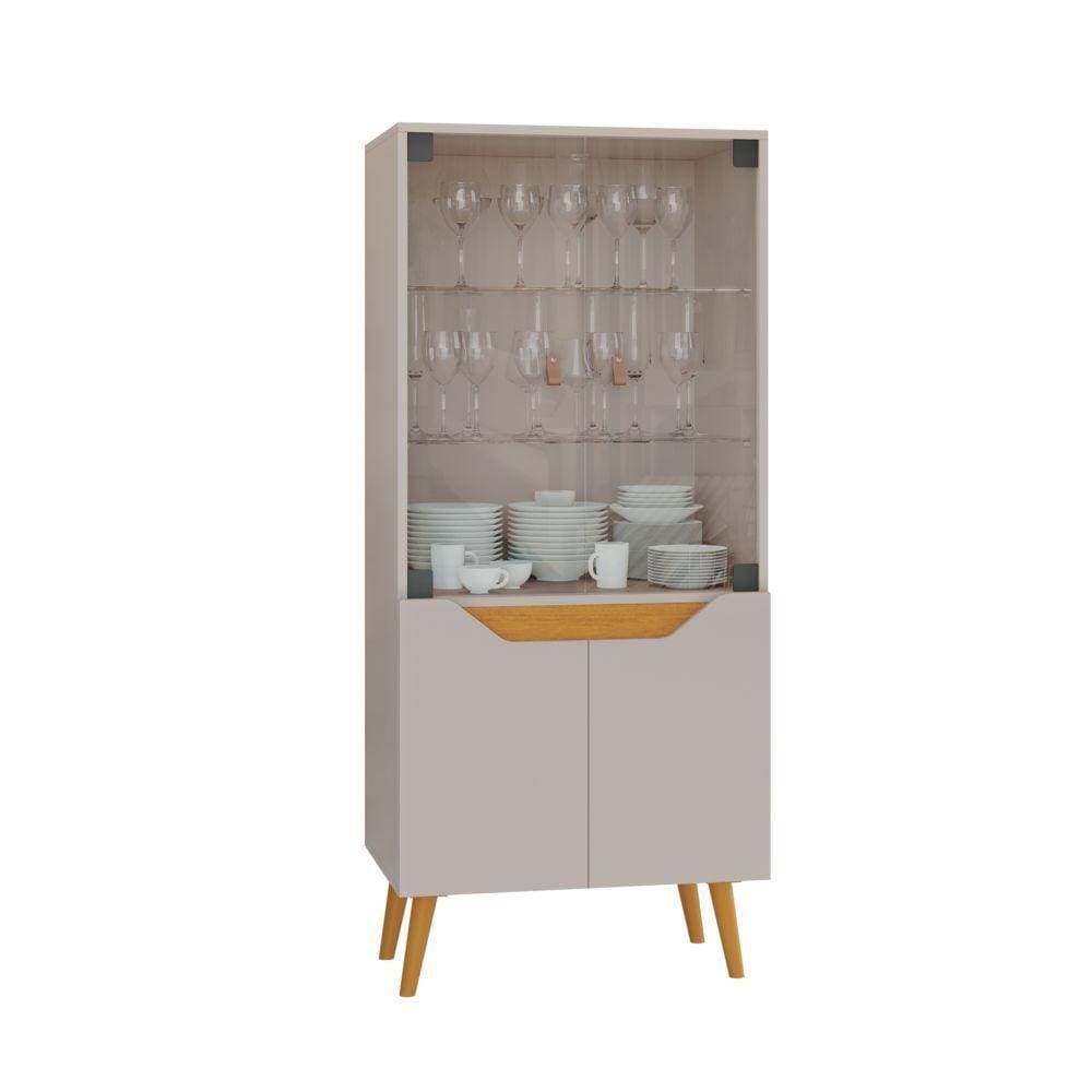 Cristaleira 4 Portas Plena Candian Jcm Movelaria Off White/Cinamomo