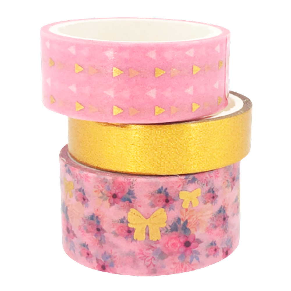 Fita Adesiva Decorada Washi Tape Shine Rosa 3 unidades BRW