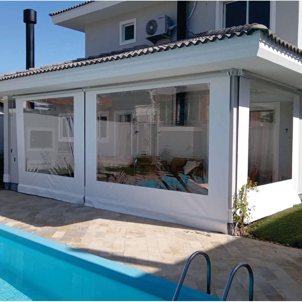 Toldo Cortina Branco c/ visor - 3,80m x 2,90m - kit completo