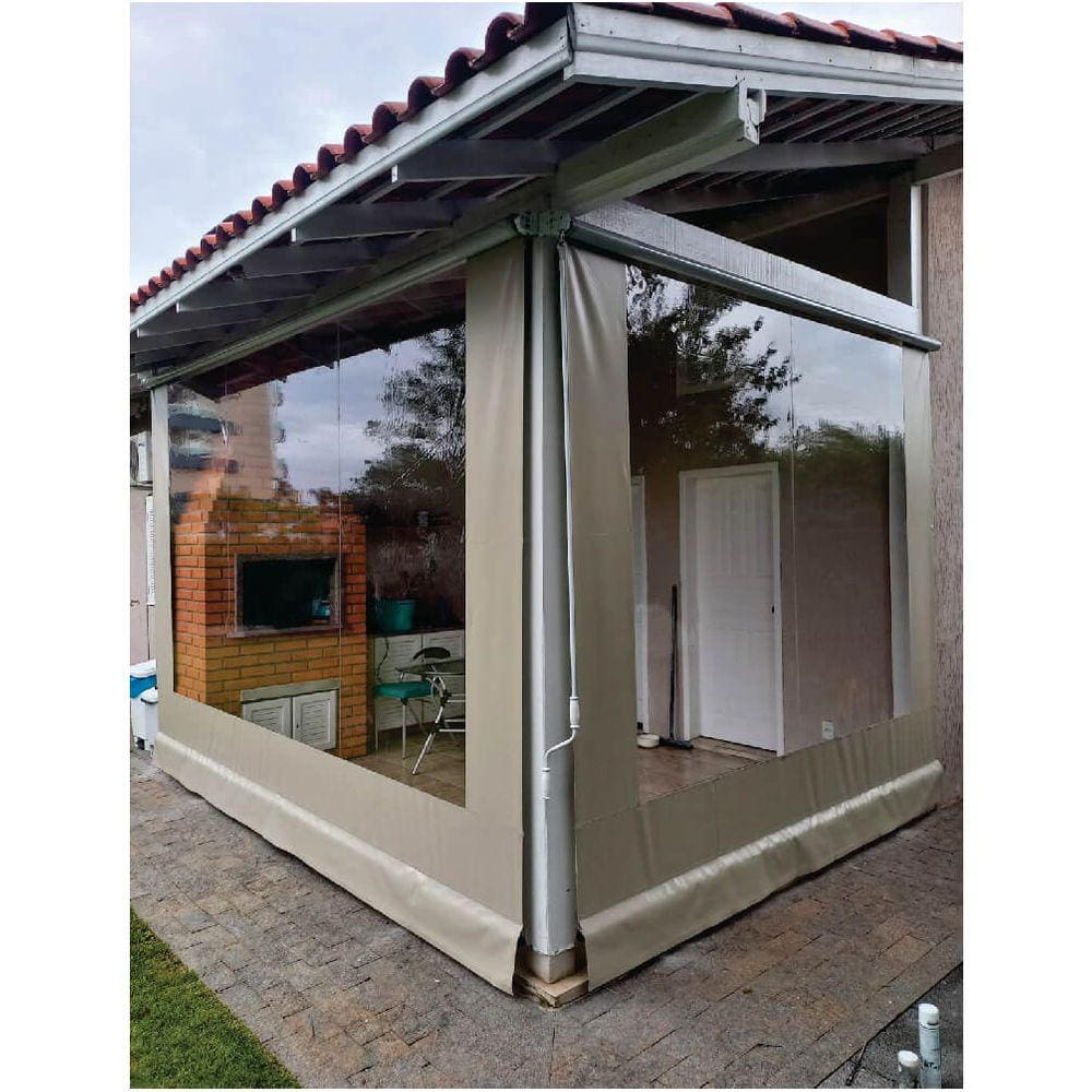 Toldo Cortina Bege c/ visor - 2,80m x 2,80m - kit completo