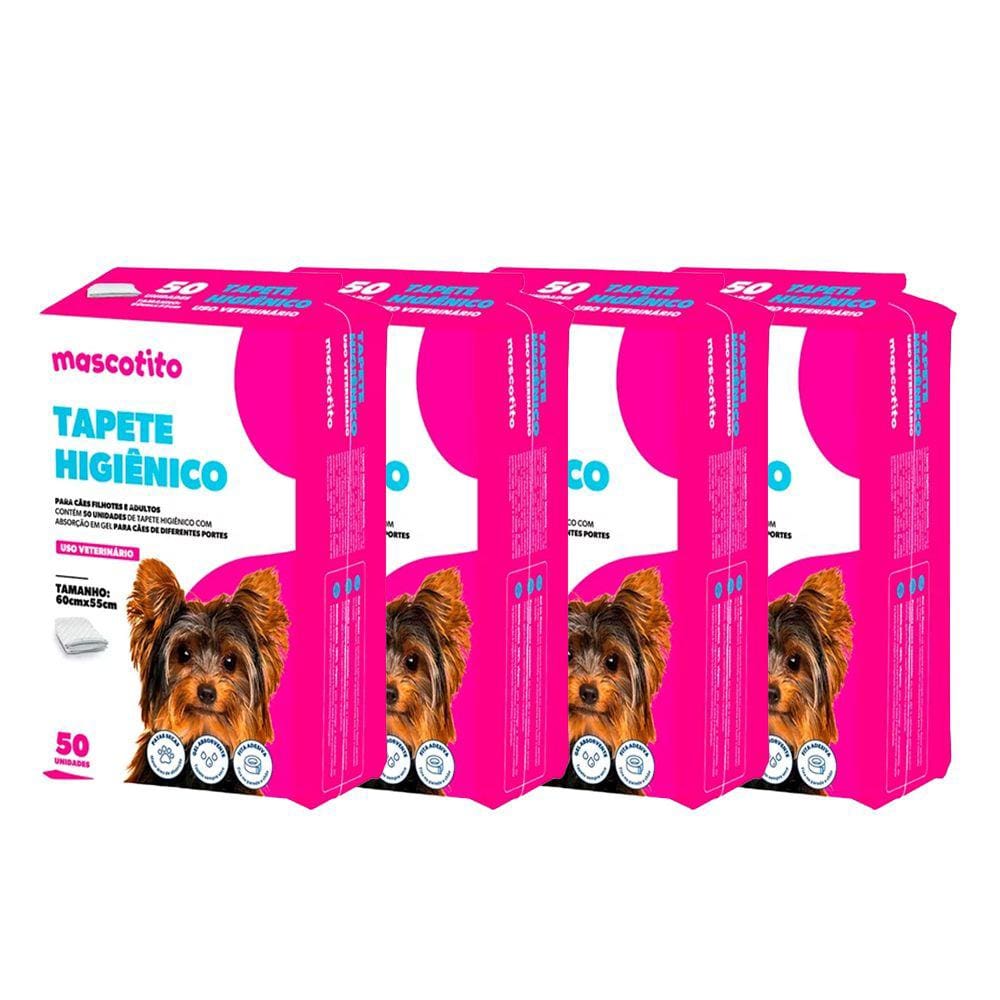 Kit 4 Tapetes Higiênicos Mascotito 60X55Cm C/50 Unidades