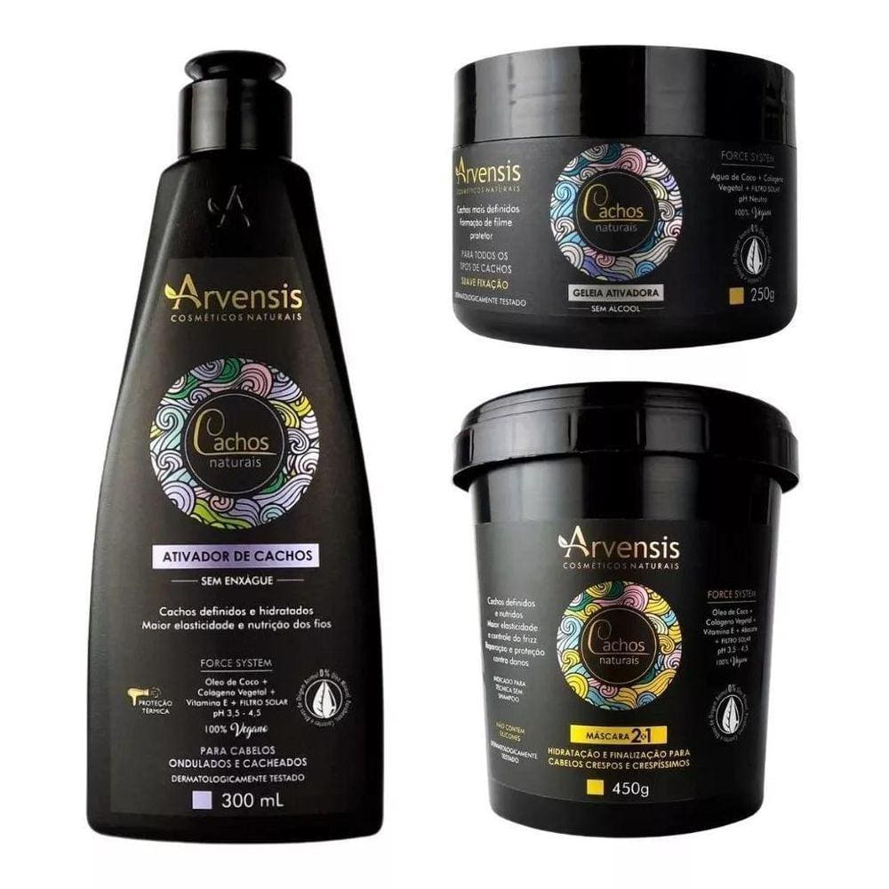 Kit Arvensis Cachos Ativador Ondulado Mascara 2X1 Geleia