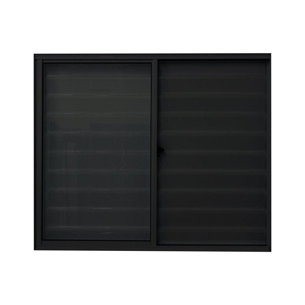 Janela de Alumínio Veneziana 100x100cm 3 Folhas Fortline Atlântica Preto