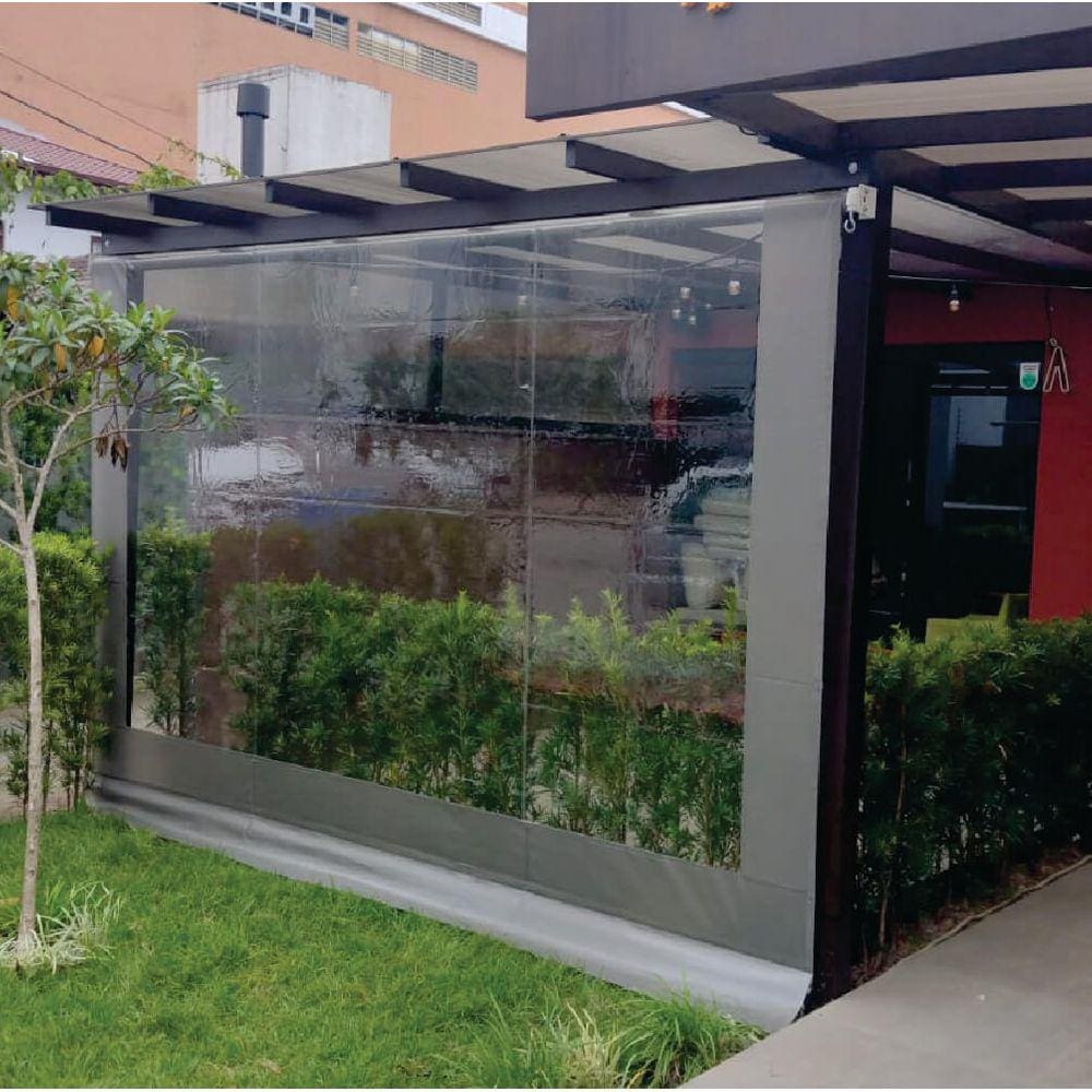 Toldo Cortina Cinza c/ visor - 3,60m x 1,50m - kit completo