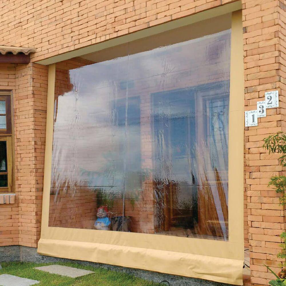 Toldo Cortina Ocre c/ visor - 3,40m x 3,00m - kit completo