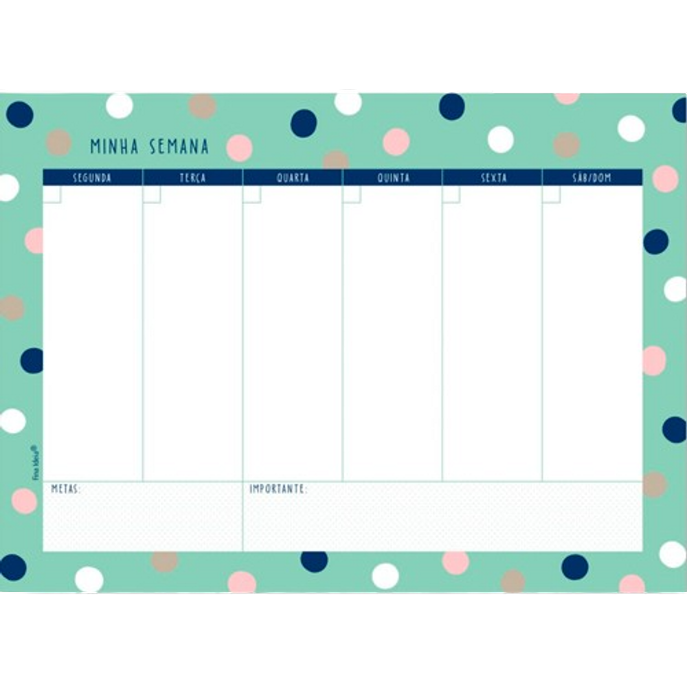 Bloco Planner Semanal 52 fls 90g Poá Fina Ideia