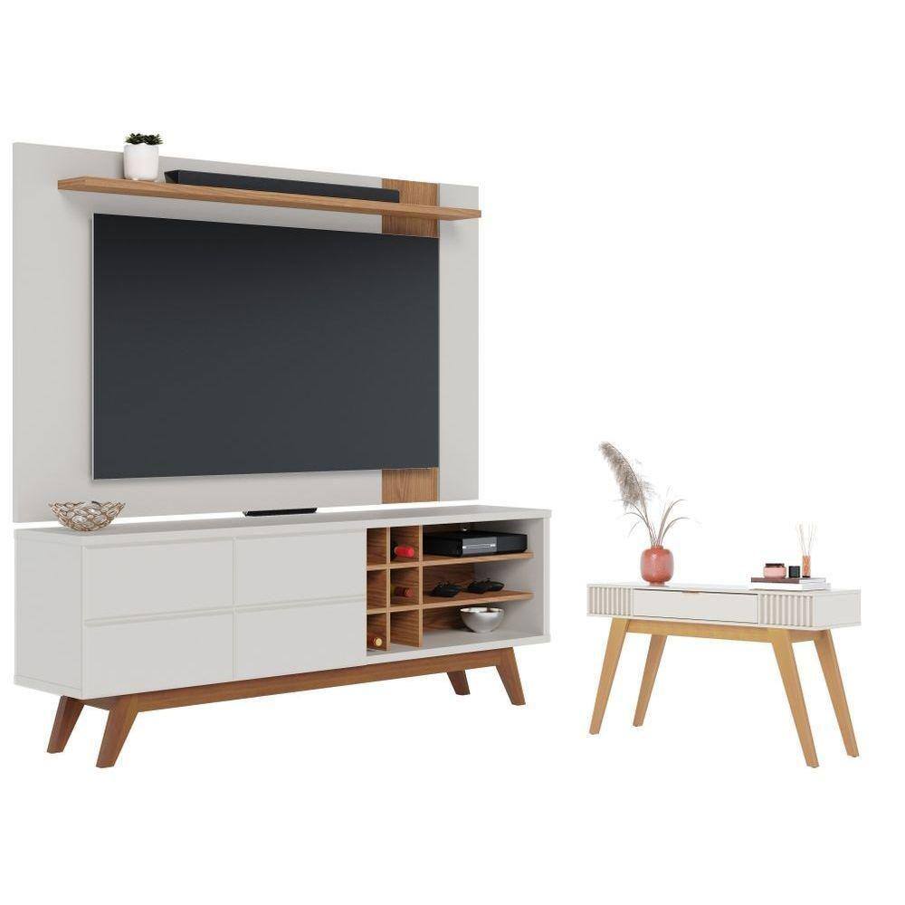 Conjunto Home Para Tv E Aparador Diana Off-white Freijo