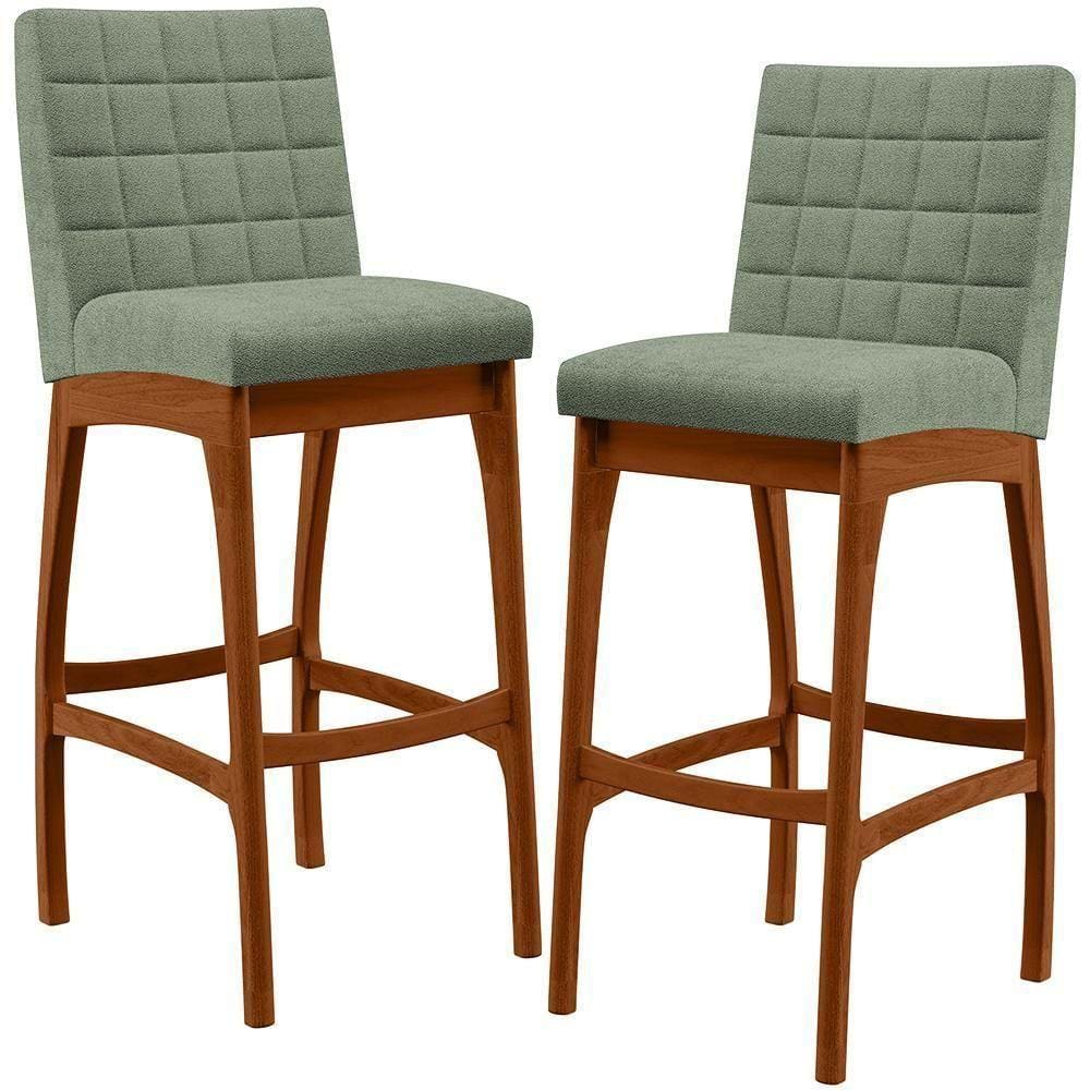 Kit 02 Banquetas Alta Para Cozinha Sala De Jantar Fixa Mila B04 Bouclê Oliva