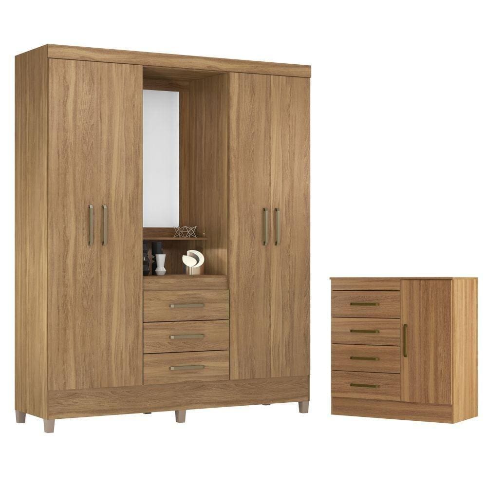 Conjunto Quarto Guarda Roupa E Comoda Arezzo Amendola
