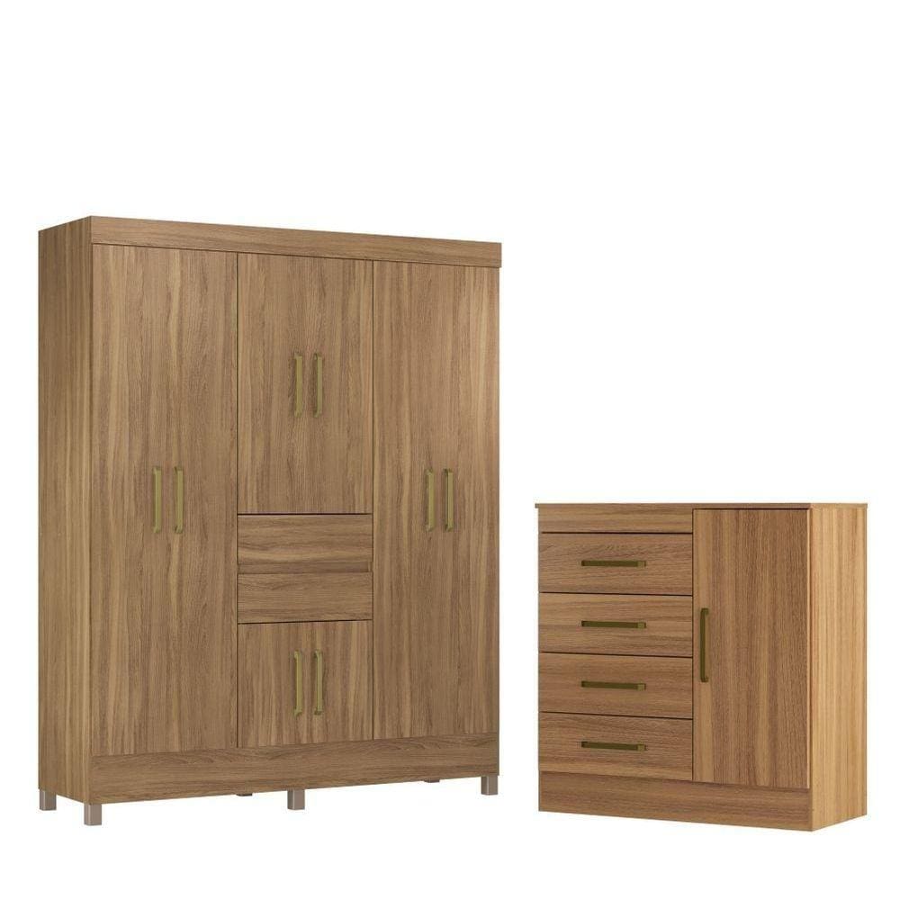 Conjunto Quarto Guarda Roupa E Comoda Terni Amendola