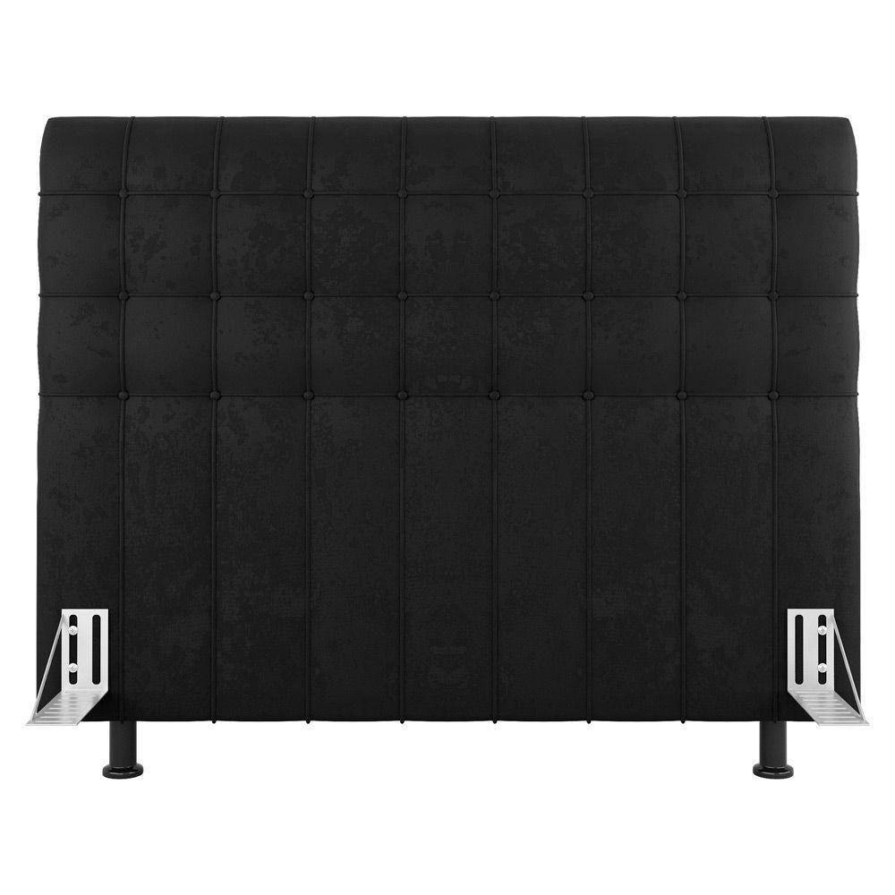 Cabeceira Cama Box Casal King Size Dahlia 195Cm Com Frame Suede Preto - Abmaza