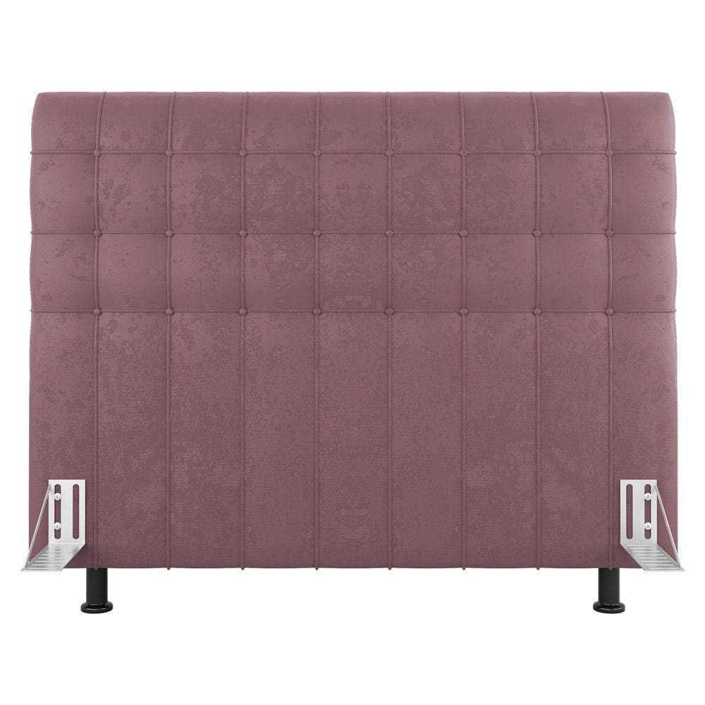 Cabeceira Cama Box Casal King Size Dahlia 195Cm Com Frame Veludo Rosê - Abmaza