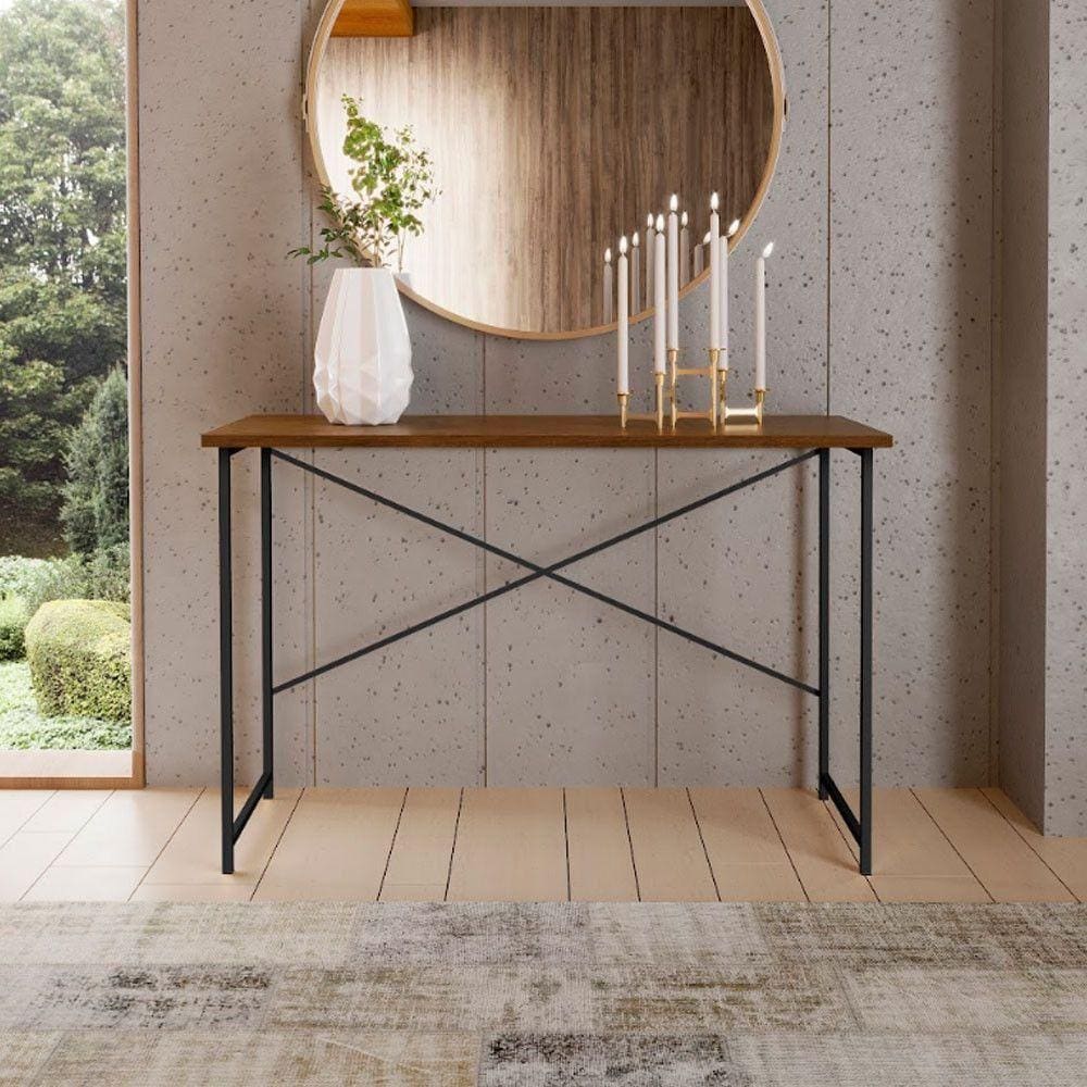 Aparador Estilo Industrial 0,76 Cm Miami Klm Móveis Imbuia/ Preto