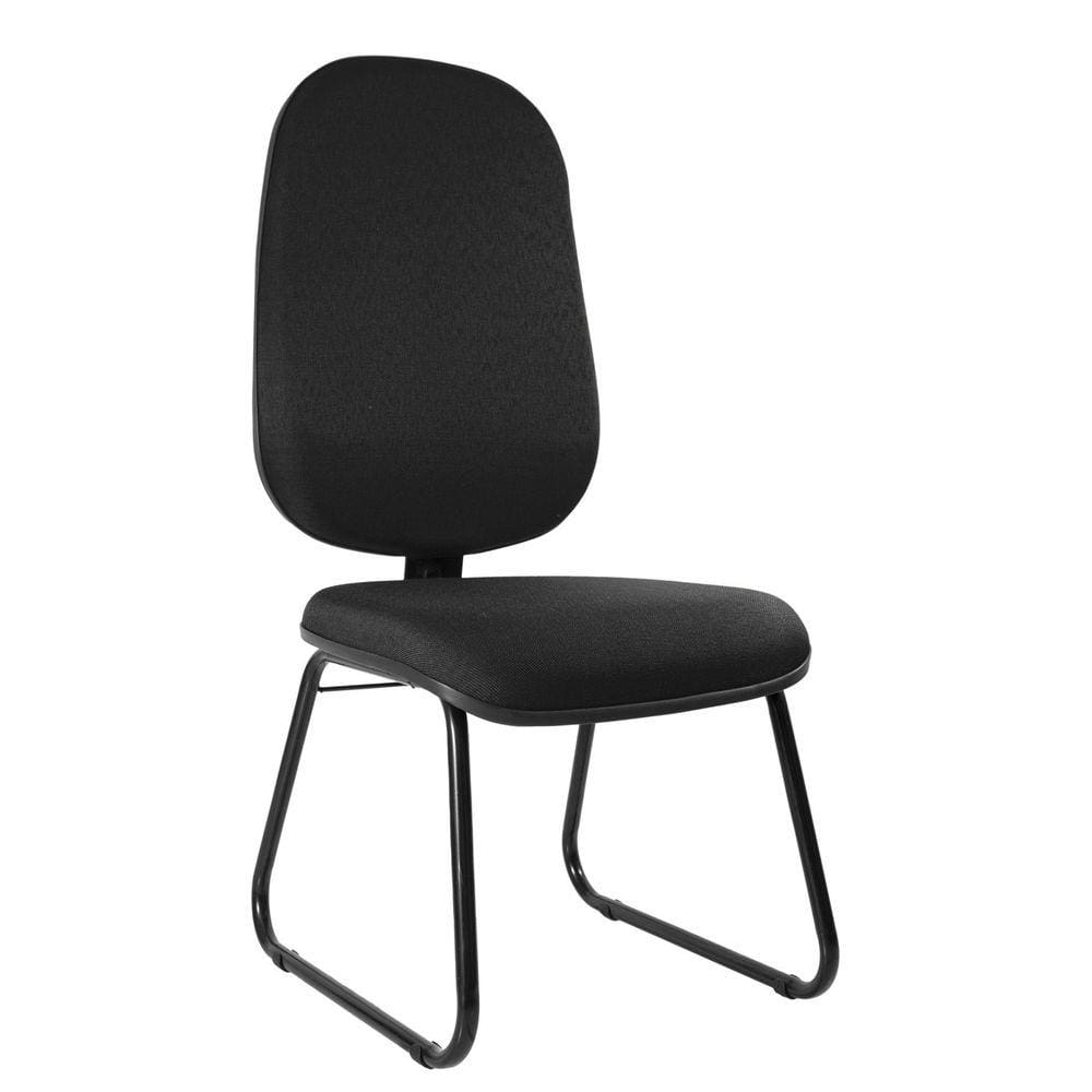 Cadeira Presidente Base Fixa Sky Metal Wood Design Preto